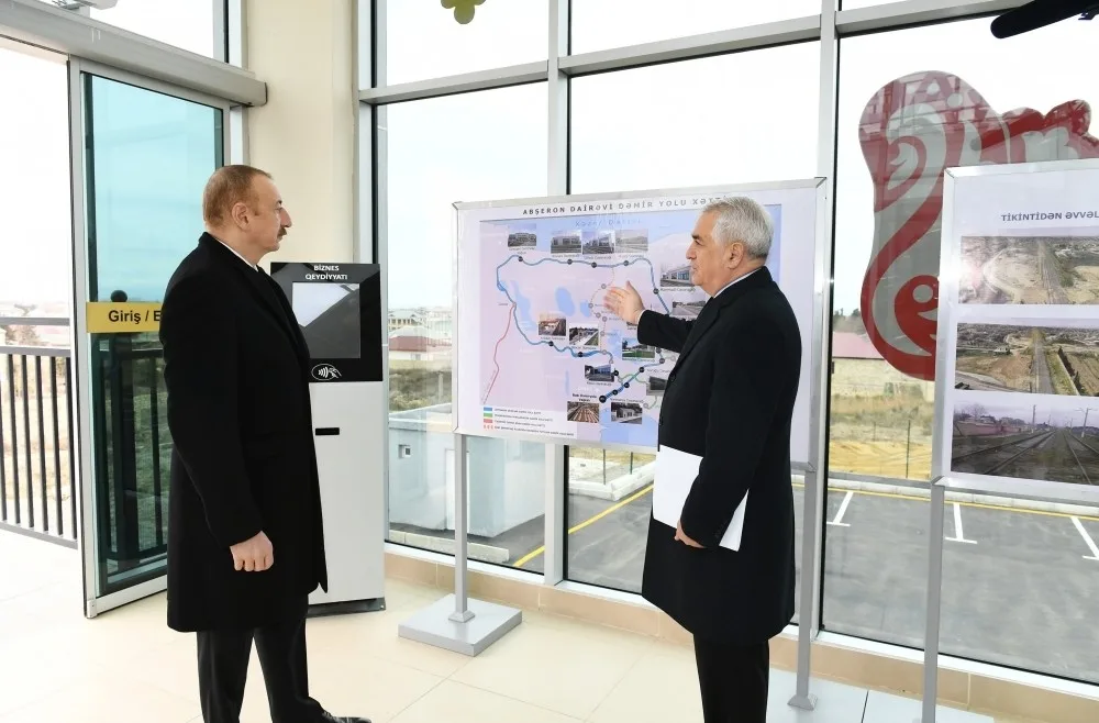 Prezident Abşeron dairəvi dəmir yolunun bir hissəsinin açılışında - FOTO-YENİLƏNDİ