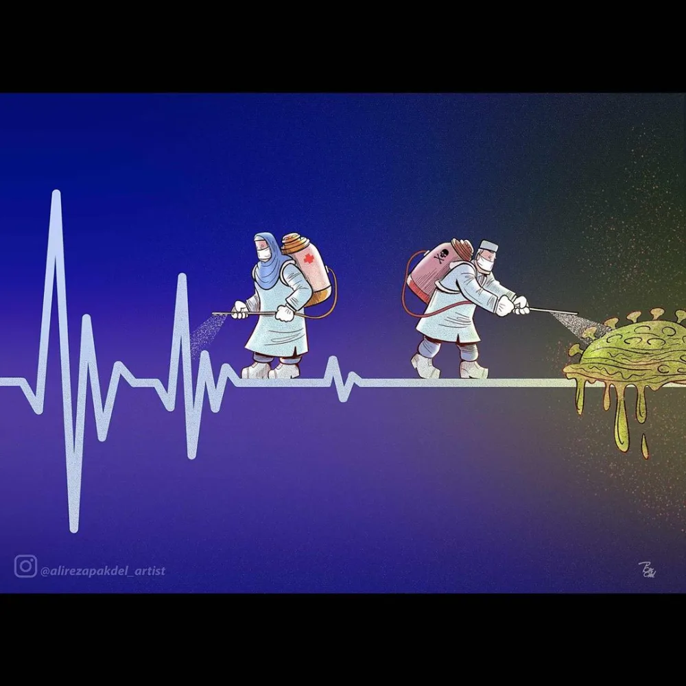 Koronavirusla mübarizə aparan qəhrəman həkimlər - KARİKATURÇANIN GÖZÜ İLƏ - FOTOLAR