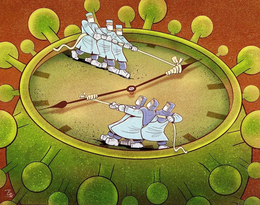 Koronavirusla mübarizə aparan qəhrəman həkimlər - KARİKATURÇANIN GÖZÜ İLƏ - FOTOLAR