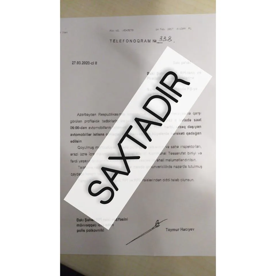 DİN-dən sosial şəbəkədə yayılan məktubla bağlı açıqlama - -SAXTADIR