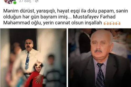 Tanınmış teleaparıcı keçən ay vəfat edən atasından yazdı - FOTO