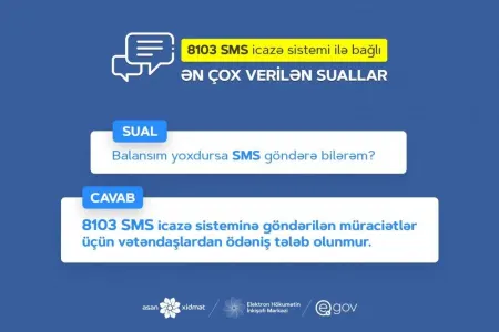 8103 SMS icazə sistemi ilə bağlı ən çox verilən sualların - CAVABLARI