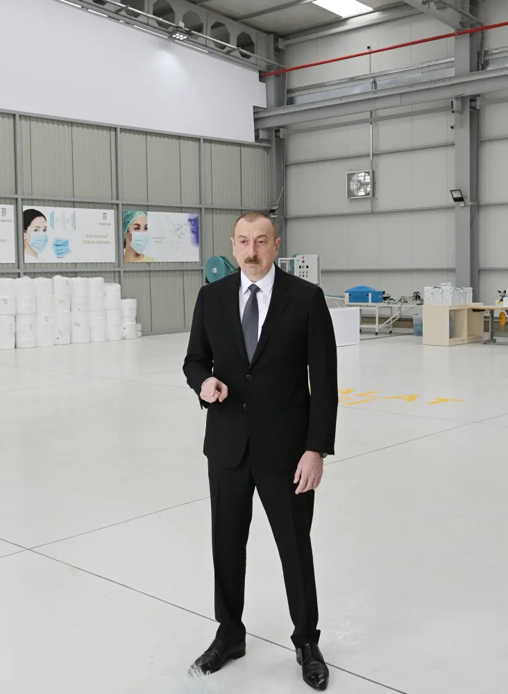 Prezident və xanımı tibbi maska istehsalı - müəssisəsinin AÇILIŞINDA -FOTO - VİDEO - YENİLƏNDİ