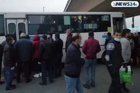 Bakıda marşrut avtobuslarında - QORXUNC VƏZİYYƏT - FOTOLAR