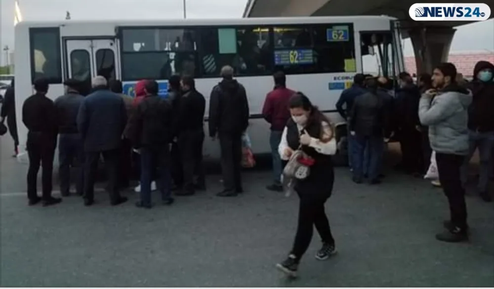 Bakıda marşrut avtobuslarında - QORXUNC VƏZİYYƏT - FOTOLAR