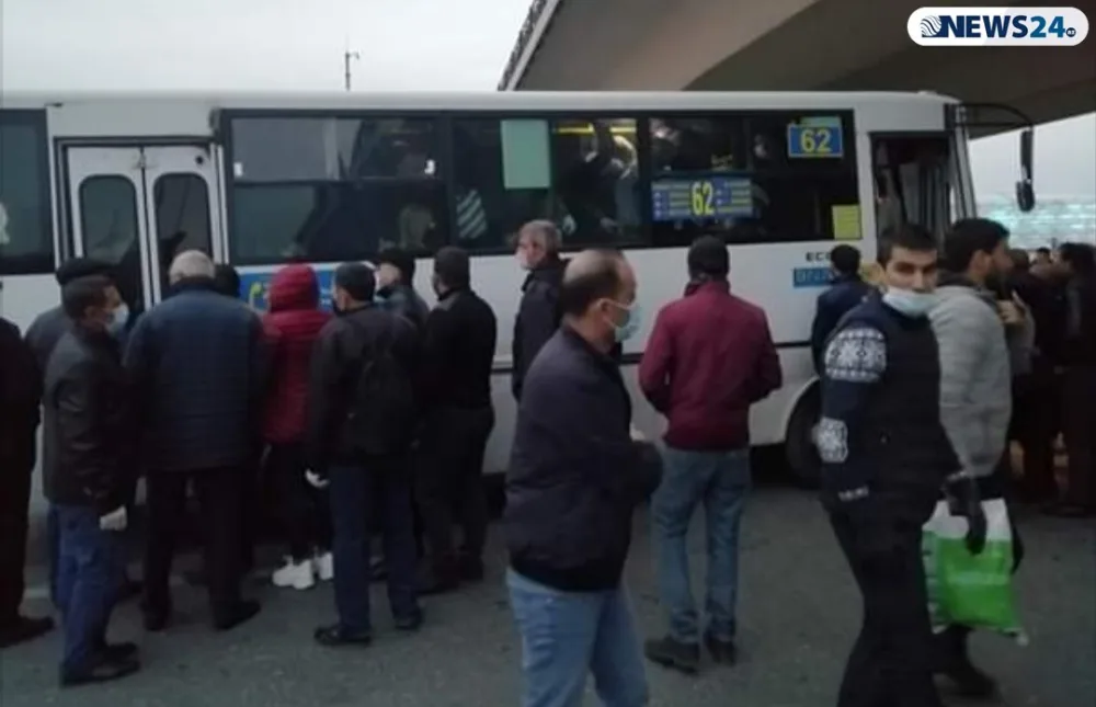 Bakıda marşrut avtobuslarında - QORXUNC VƏZİYYƏT - FOTOLAR