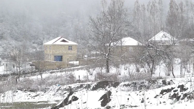 Qəbələyə 15 sm qar yağıb - FOTO