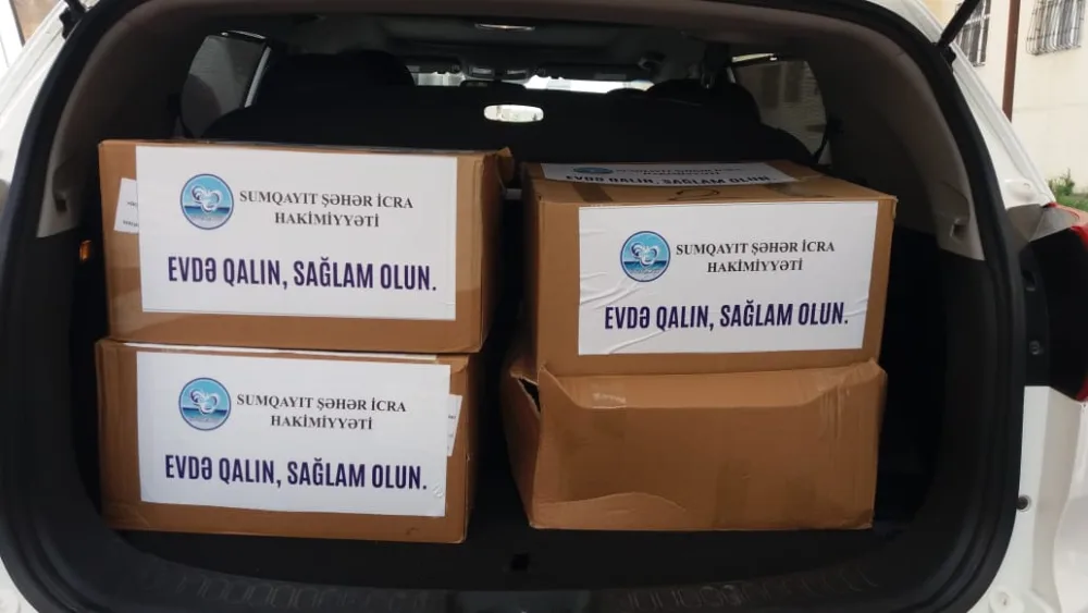 Sumqayıtda 5 mindən çox ailəyə ərzaq bağlamaları paylandı - FOTO