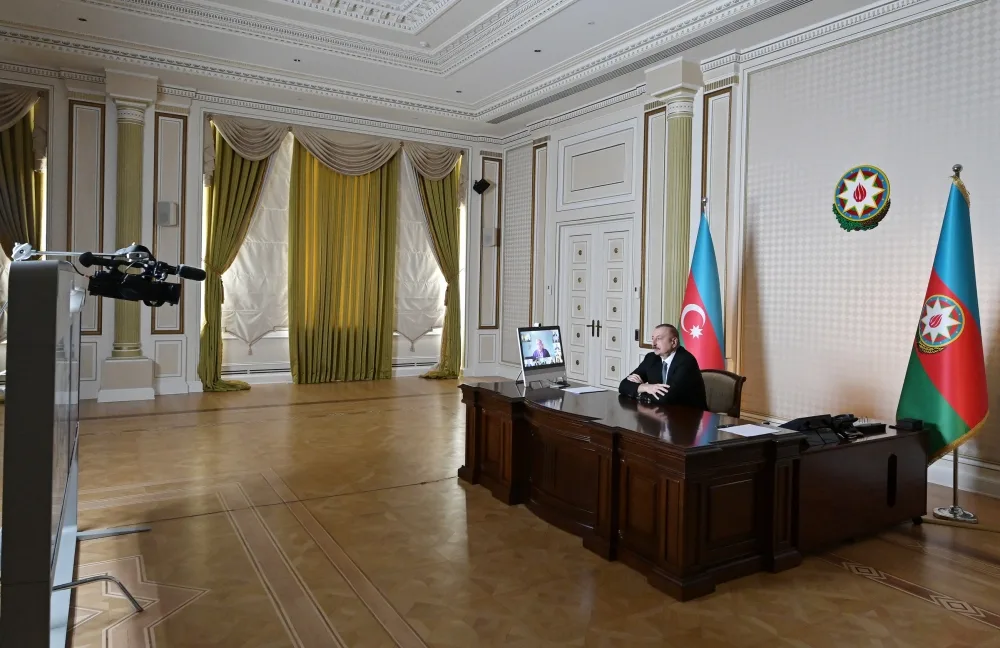 İlham Əliyevlə Çakrabarti arasında videokonfrans keçirildi - YENİLƏNDİ - FOTO