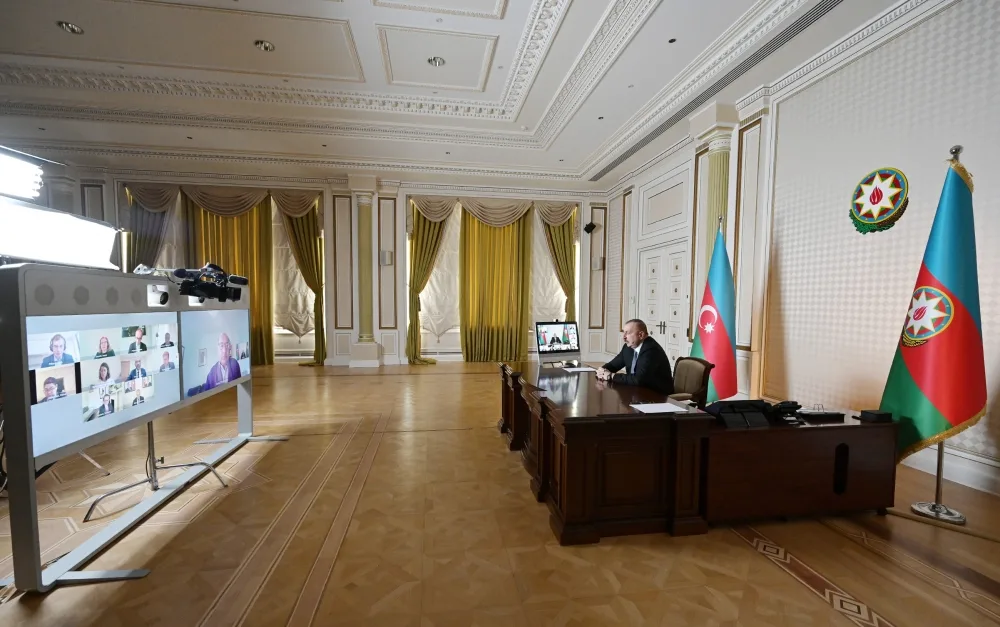 İlham Əliyevlə Çakrabarti arasında videokonfrans keçirildi - YENİLƏNDİ - FOTO