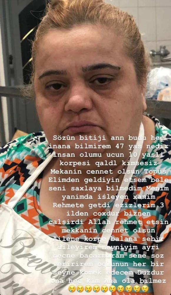 Rəqsanə koronavirusdan ölən işçisindən DANIŞDI: - "Səni saxlaya bilmədim" - FOTO