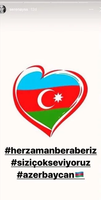 Məşhur aktrisa Serenay Sarıkaya da Azərbaycana dəstək - OLDU - FOTO