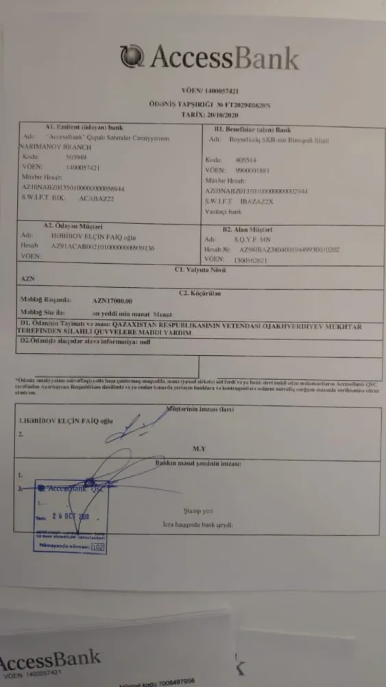 Əslən gürcüstanlı olan Qazaxıstan vətəndaşı ordumuza - 20.000 DOLLAR İANƏ EDİB - FOTO