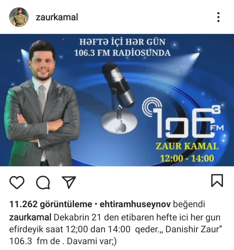 Zaur Kamal 106.3 FM-də aparıcılıq - EDƏCƏK - FOTO