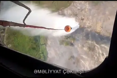 Qəbələdə dağlıq ərazidə yanğının söndürülməsi istiqamətində tədbirlər davam etdirilir - Video