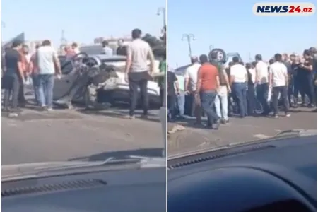 Bakıda DƏHŞƏTLİ QƏZA: Maşın havada dövrə vurdu, - sürücü SAĞ ÇIXDI - VİDEO