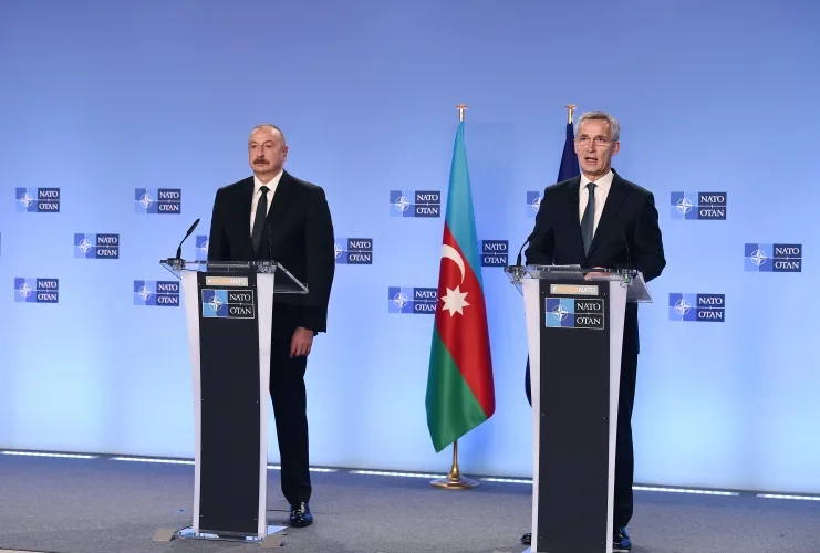 Prezident İlham Əliyev ilə NATO-nun Baş katibi Yens Stoltenberqin birgə mətbuat konfransı olub