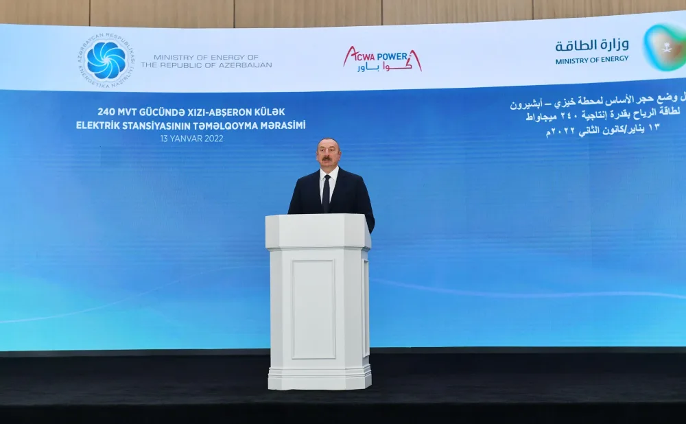Prezident Külək Elektrik Stansiyasının təməlini qoydu - FOTO - YENİLƏNİB