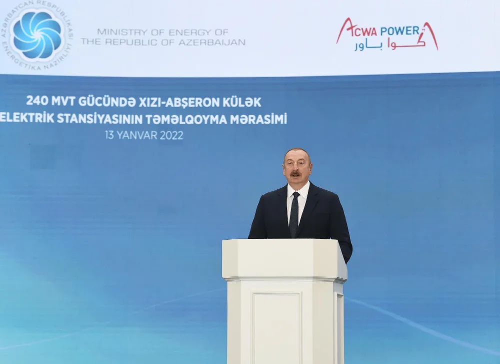 Prezident Külək Elektrik Stansiyasının təməlini qoydu - FOTO - YENİLƏNİB
