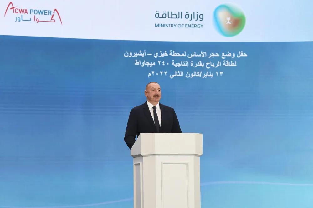 Prezident Külək Elektrik Stansiyasının təməlini qoydu - FOTO - YENİLƏNİB