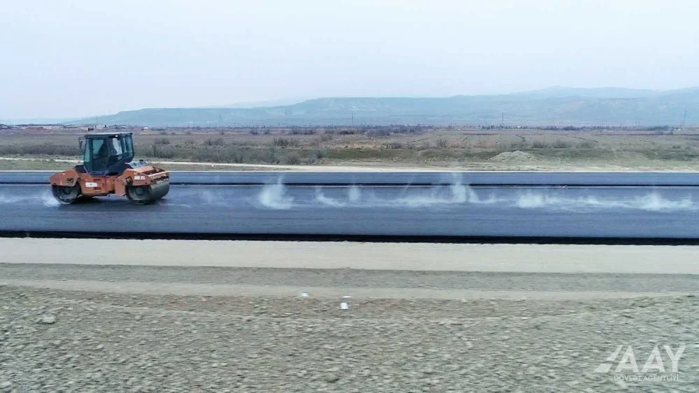 Bakı-Quba-Rusiya sərhədi avtomobil yolunun tikintisi davam etdirilir - VİDEO/FOTO