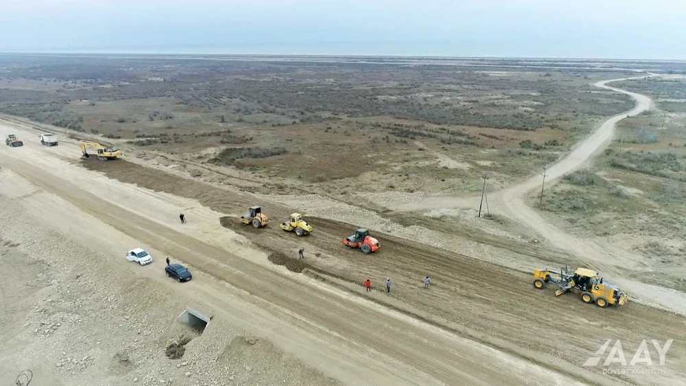 Bakı-Quba-Rusiya sərhədi avtomobil yolunun tikintisi davam etdirilir - VİDEO/FOTO