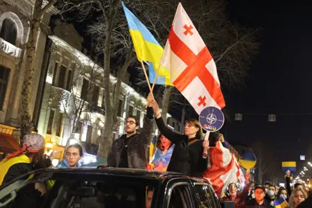 Tbilisidə Ukraynaya dəstək aksiyası keçirildi - FOTO