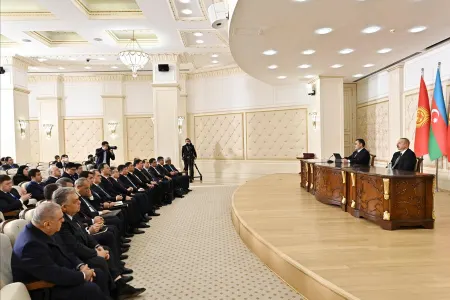 İlham Əliyev və Japarov mətbuata bəyanatlarla çıxış etdilər - FOTO - YENİLƏNİB