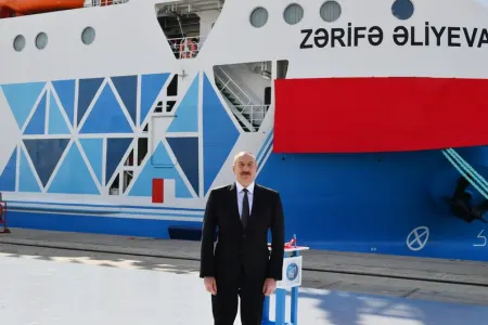 Prezident “Zərifə Əliyeva” gəmisinin istismara verilməsi mərasimində - FOTO - YENİLƏNİB