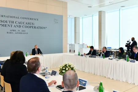 İlham Əliyev “Cənubi Qafqaz: İnkişaf və əməkdaşlıq” mövzusunda beynəlxalq konfransda çıxış edib