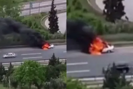 Türkiyədə sərnişinlərin olduğu avtomobil qəfildən alovlandı - VİDEO