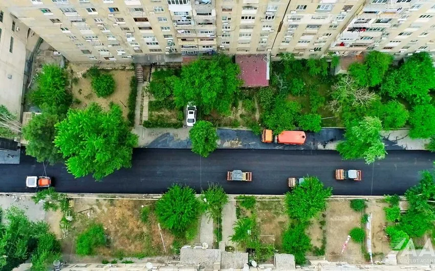 Bakıxanov qəsəbəsində küçə təmir olunur - FOTO/VİDEO