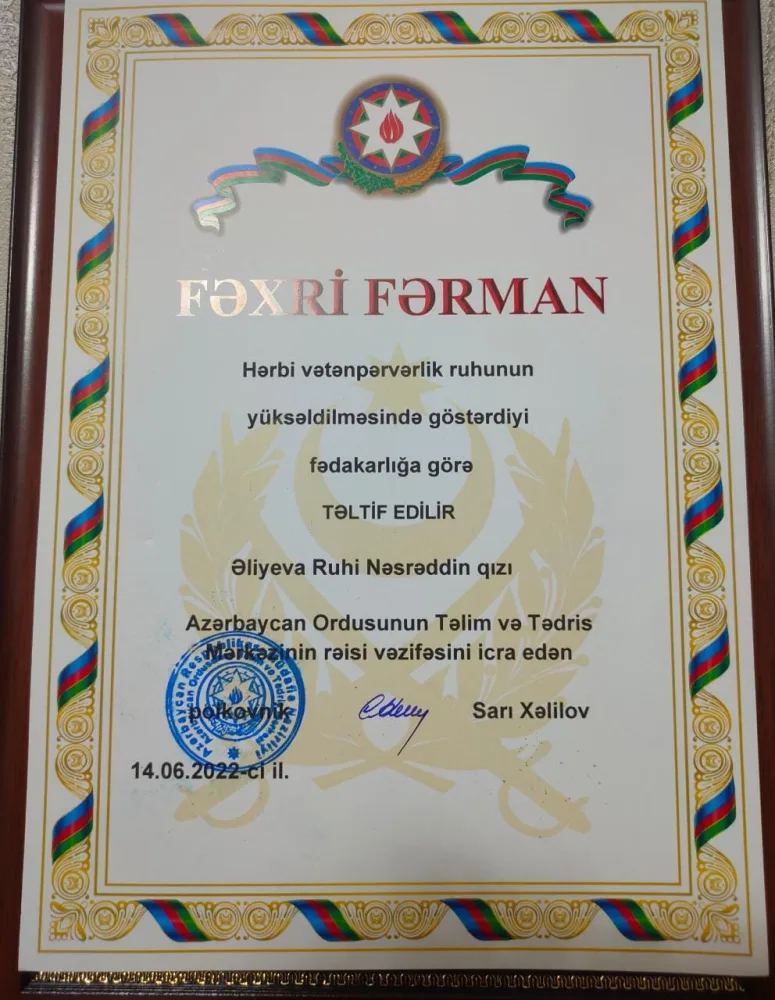 Qurtuluş Günü hərbçilərlə qeyd olundu - Ruhi Əliyeva təltif edildi - FOTO