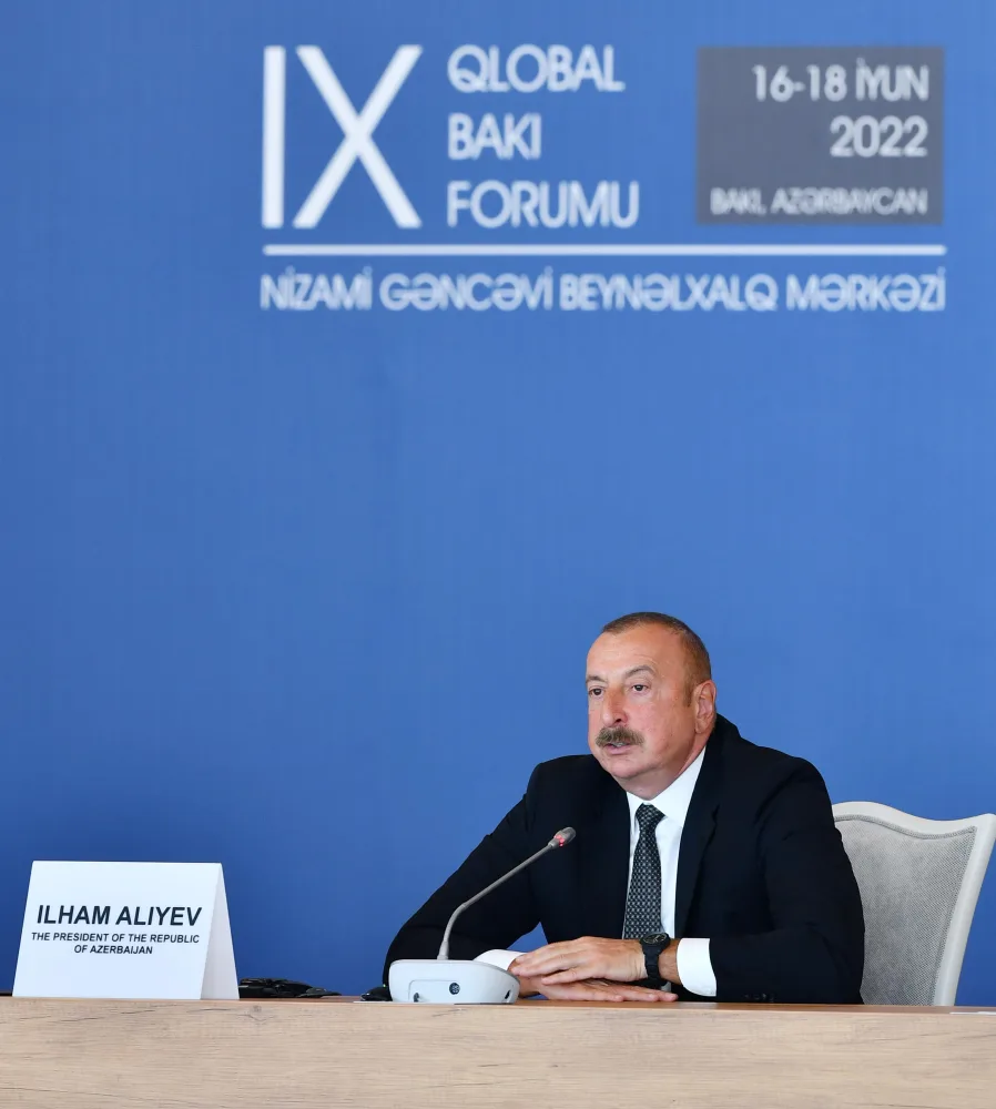 İlham Əliyev IX Qlobal Bakı Forumunda çıxış edib