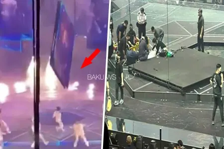 KONSERTDƏ FACİƏ: - Nəhəng monitor rəqqasların üzərinə düşdü - ANBAAN VİDEO