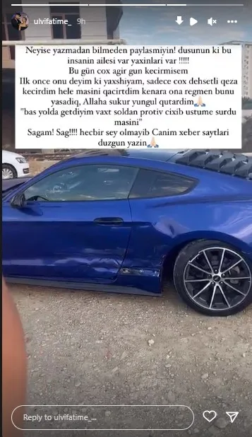 Bakıda məşhur bloger bahalı maşını ilə qəzaya düşdü - -FOTO