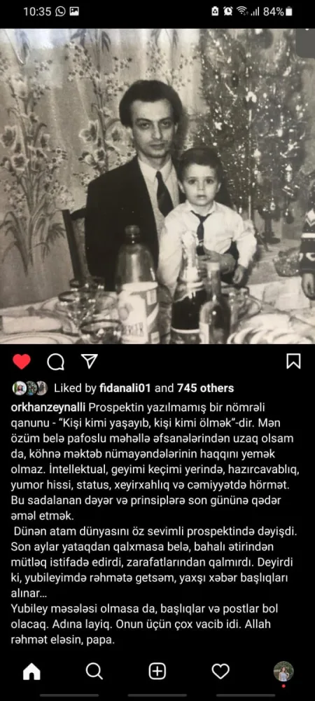 Məşhur reperdən atası ilə bağlı təsirli paylaşım - FOTO