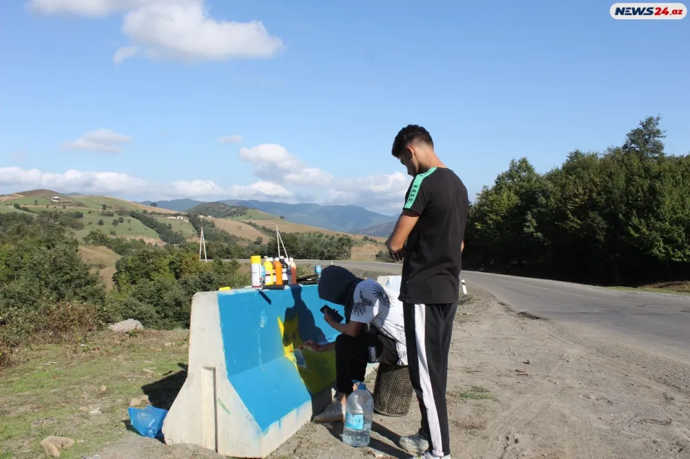 Lerik gənclərindən MARAQLI TƏŞƏBBÜS: Beton bəndlərin üzərində... - FOTO
