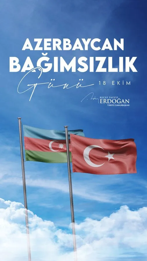 Ərdoğan Azərbaycanın Müstəqilliyinin Bərpası Günü ilə bağlı paylaşım edib
