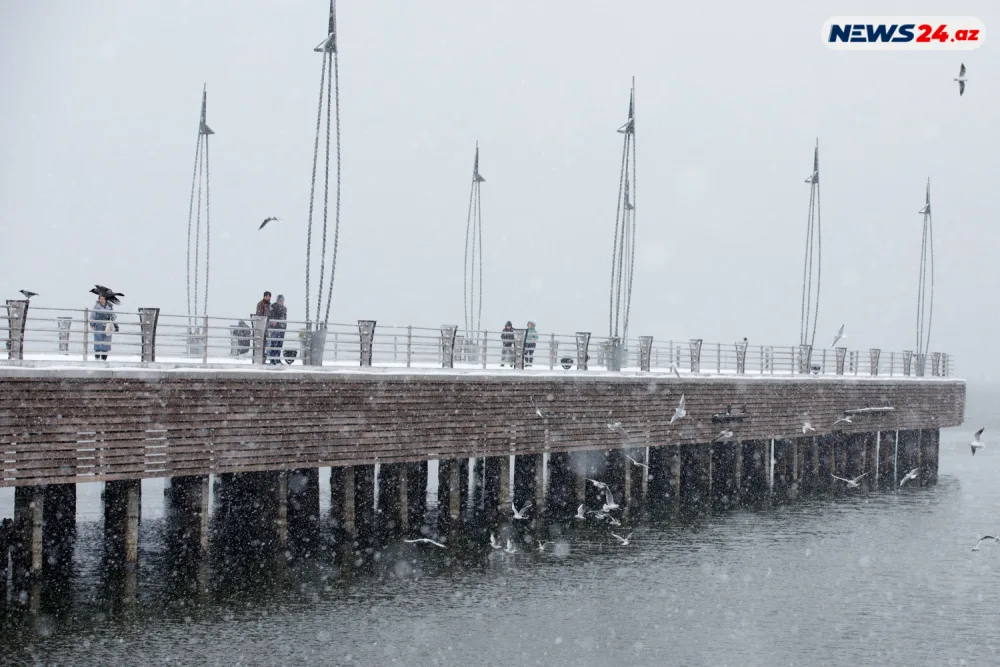 Bakıda ilin ilk qarı - FOTOREPORTAJ