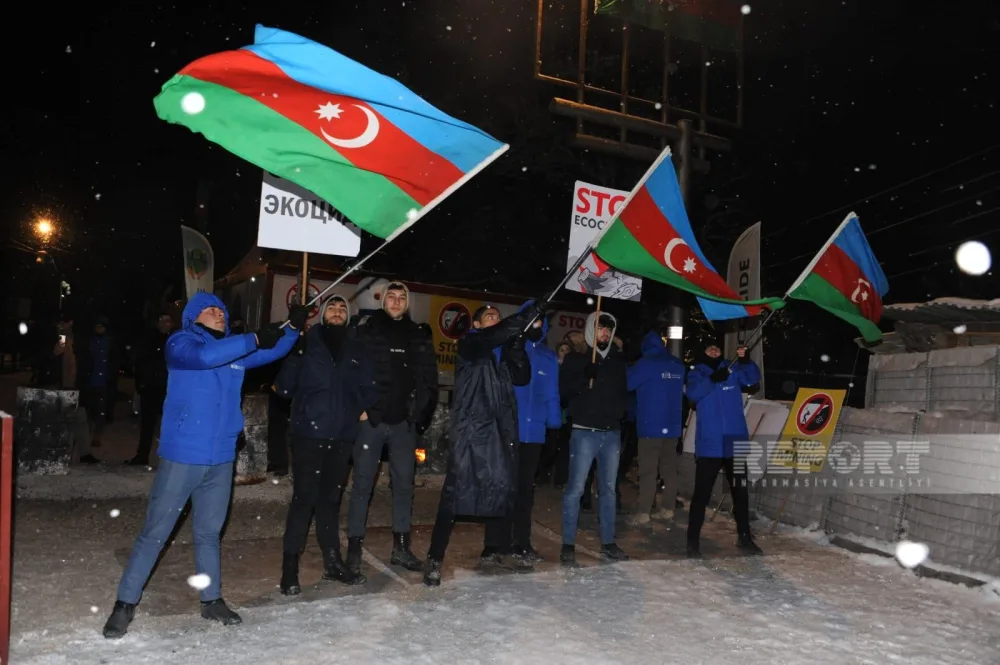Xankəndi-Laçın yolunda aksiya davam edir - FOTO
