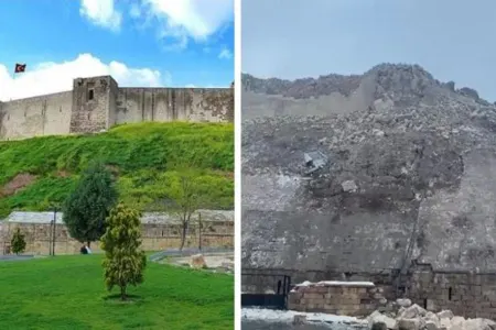Zəlzələ zamanı Qaziantep qalası dağıldı - FOTO