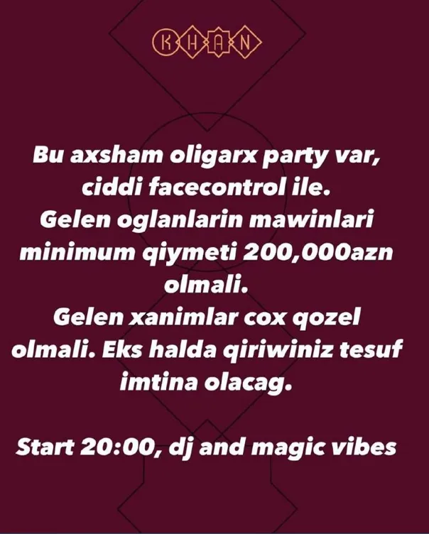 Bakıda qəribə elan: kluba girmək üçün elə şərt qoyuldu ki… - – FOTO