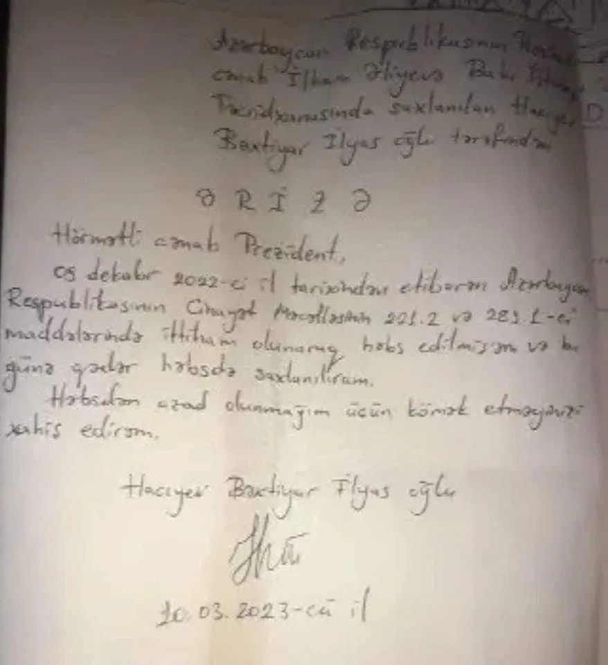 Bəxtiyar Hacıyev Prezidentdən əfv istədi - FOTO