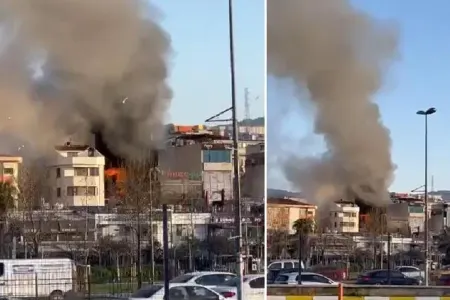 İstanbulda 7 mərtəbəli otel yanır