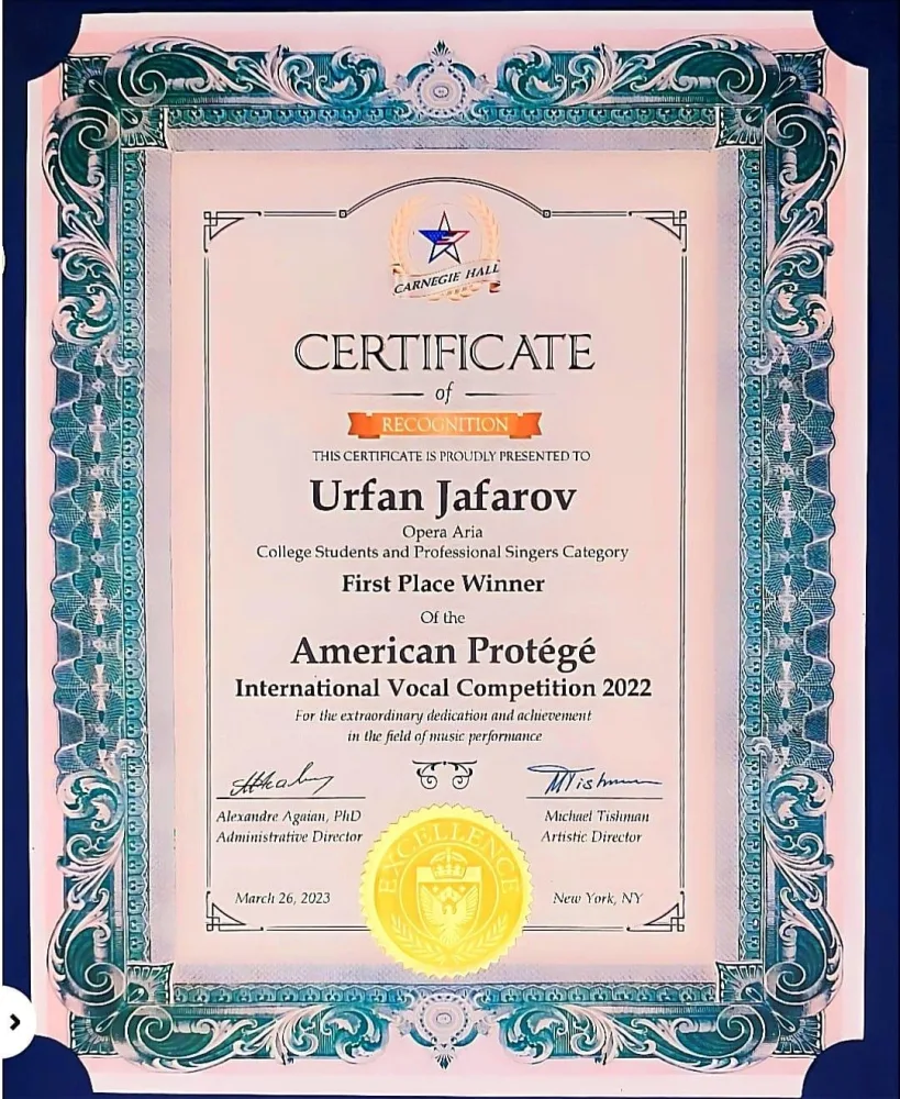 Urfan Cəfərov Nyu-Yorkda keçirilən müsabiqədə qızıl medal qazandı - FOTO