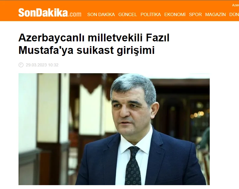 Fazil Mustafaya qarşı sui-qəsd dünya mətbuatında