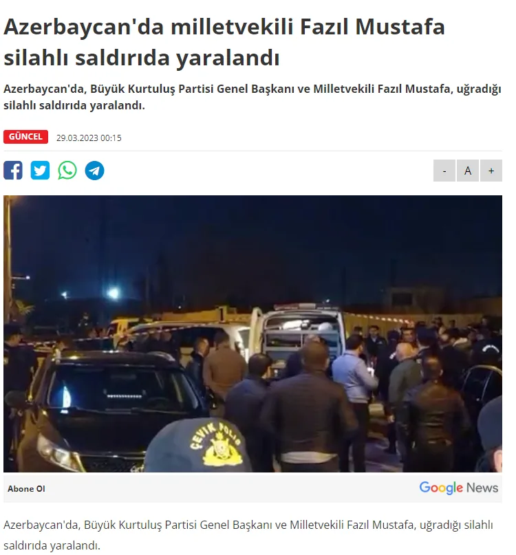 Fazil Mustafaya qarşı sui-qəsd dünya mətbuatında