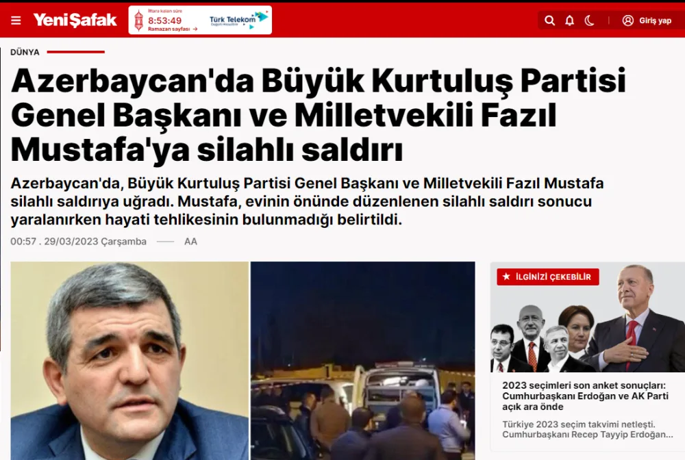 Fazil Mustafaya qarşı sui-qəsd dünya mətbuatında