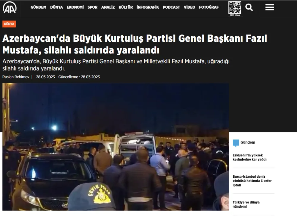 Fazil Mustafaya qarşı sui-qəsd dünya mətbuatında